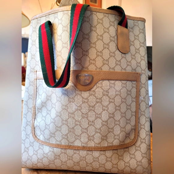 GUCCI PLUS PVC Leather Vintage Beige Handbag - Picture 1 of 6